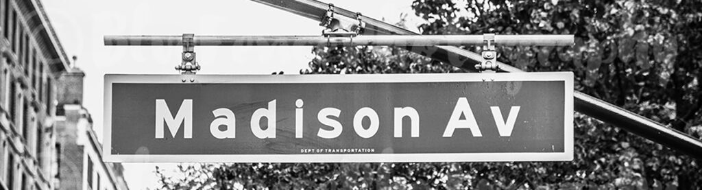 black and white madison ave sign