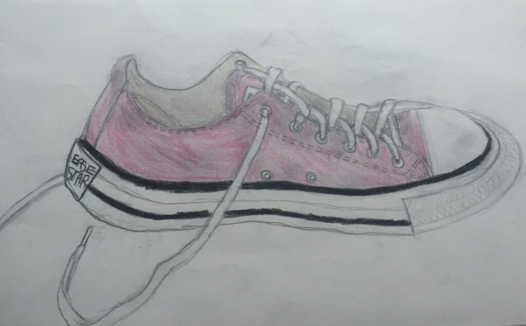 A sketch Maddie did of a Converse Sneaker